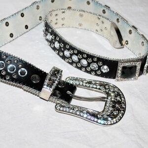 CW Leather Rhinestone Crystal Studded Belt
